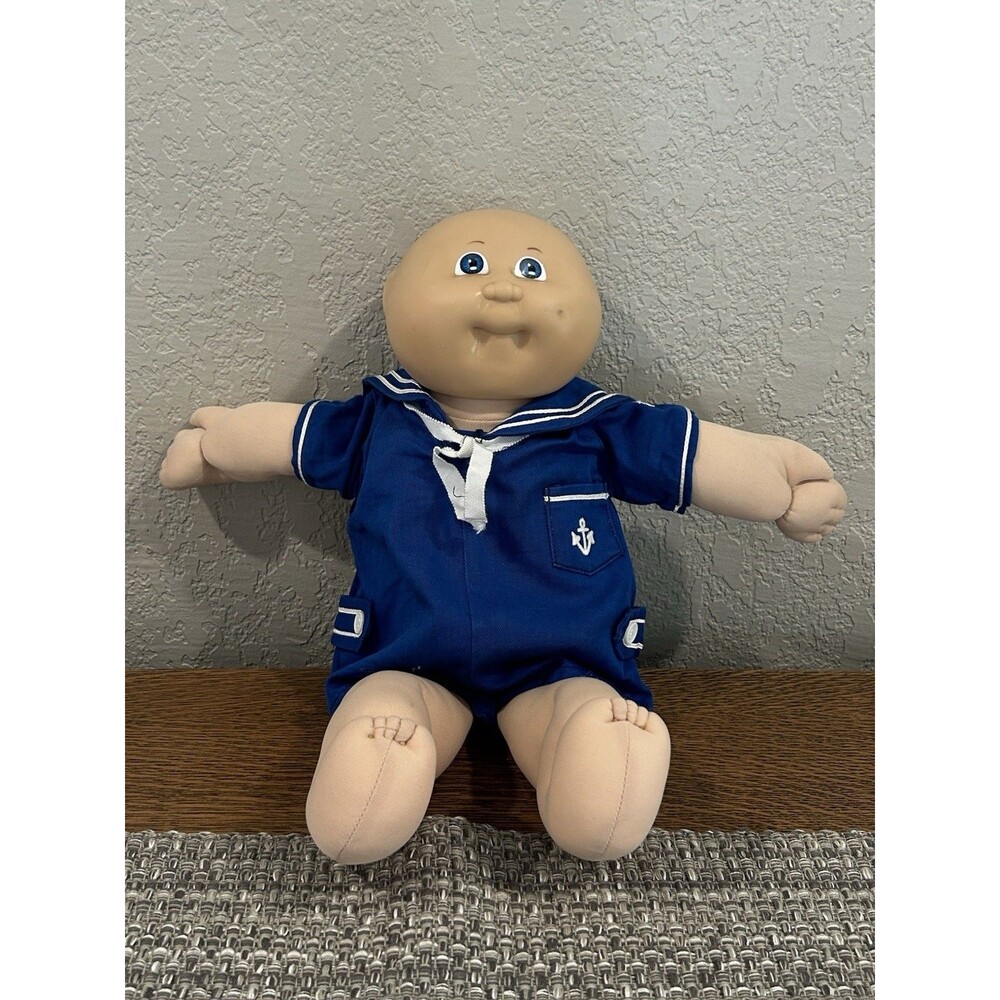 Cabbage Patch Kid Sailor Boy Baby Blue Eyes Original Outfit Vintage 1986 Bald